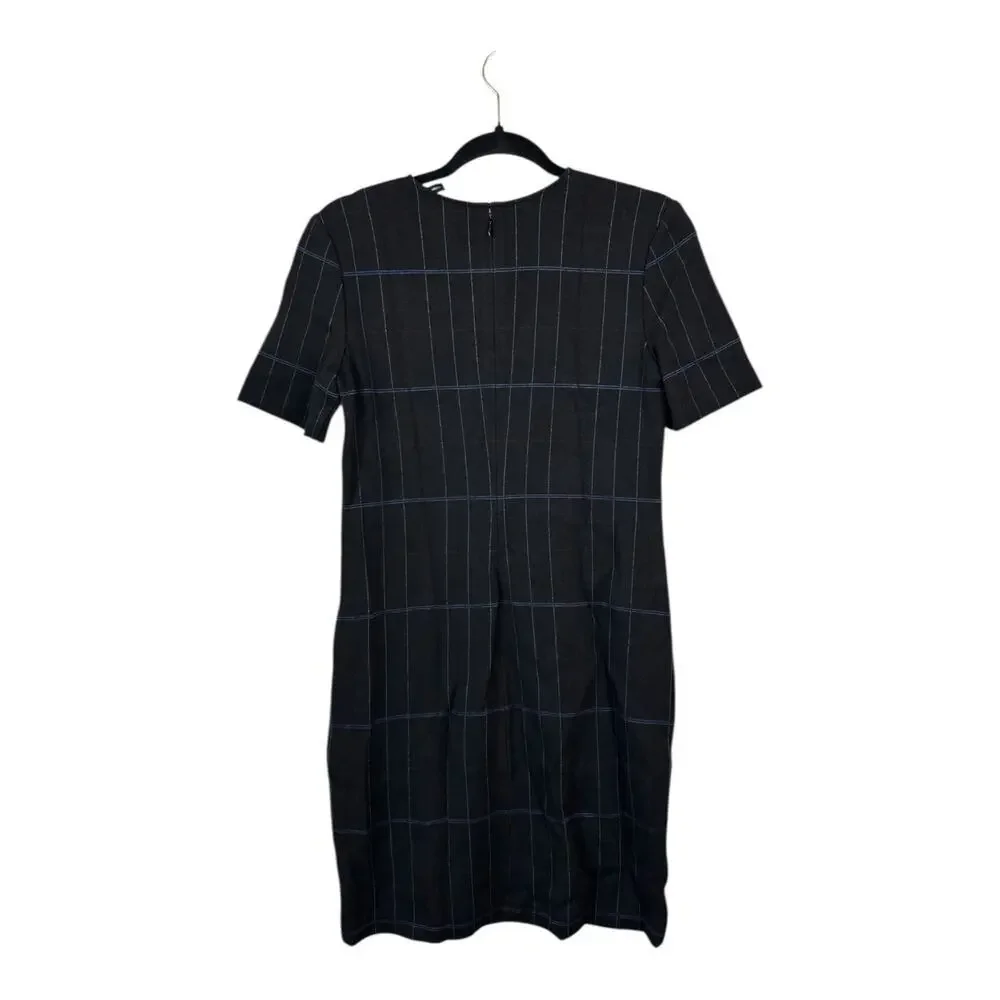 THEORY Rijik Structured Knit Plaid Sheath Dress Gray Size 4 Career Office - Picture 3 of 6